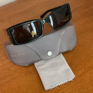 Vintage Miu Miu Black Sunglasses with Clover Detail